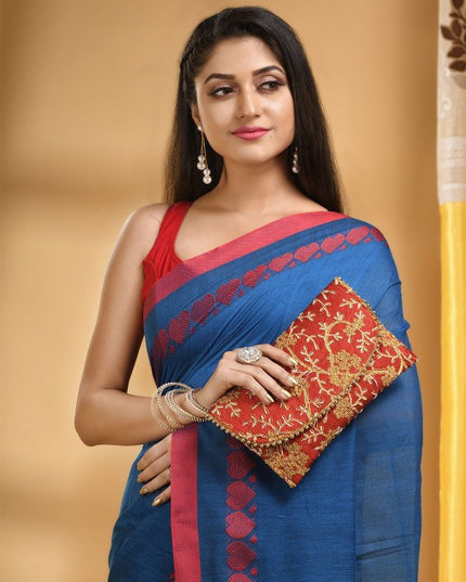 DESH BIDESH Woven Design Pure Cotton Handloom Taant Saree