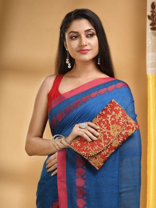 DESH BIDESH Woven Design Pure Cotton Handloom Taant Saree
