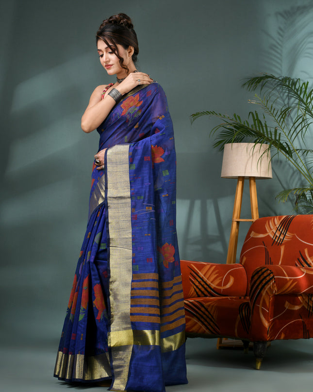Floral Batik Kamal Phool Silk Cotton Saree