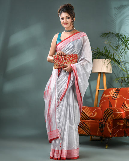 Women's Party Wear Suvarna Rekha Design Tissue Silk Saree with Blouse Piece