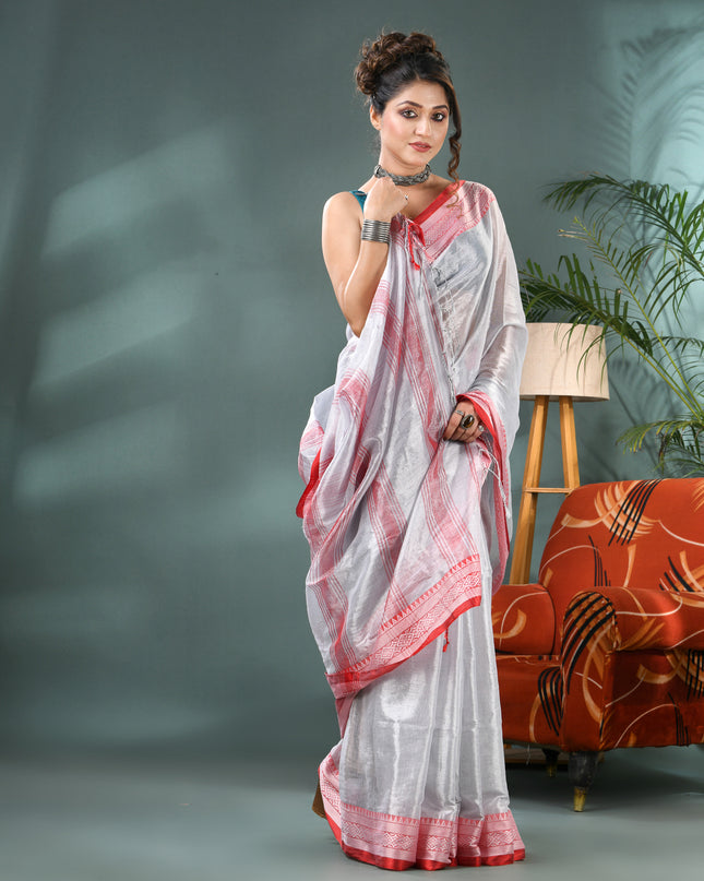 Women's Party Wear Suvarna Rekha Design Tissue Silk Saree with Blouse Piece