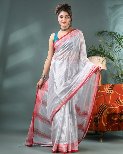 Women's Party Wear Suvarna Rekha Design Tissue Silk Saree with Blouse Piece