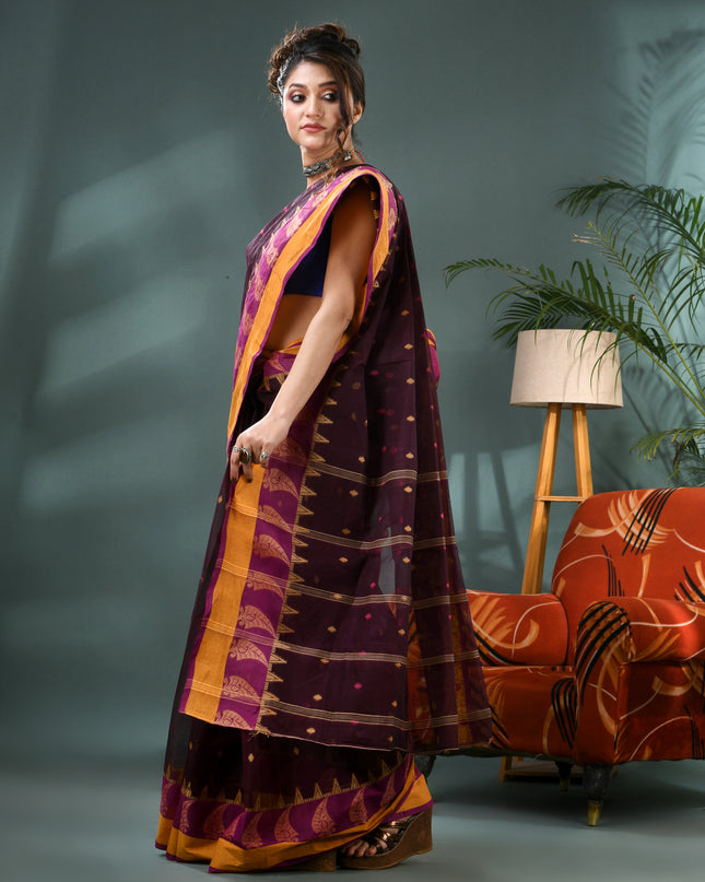 Handloom Cotton Tant Saree – Sitaara Borfi Design