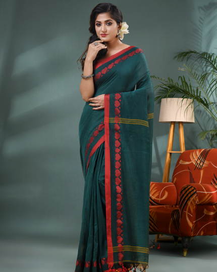 Women’s Traditional Bengali Tant Handloom Cotton Saree – Loveria Design