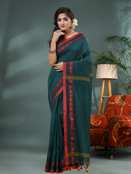 Women’s Traditional Bengali Tant Handloom Cotton Saree – Loveria Design