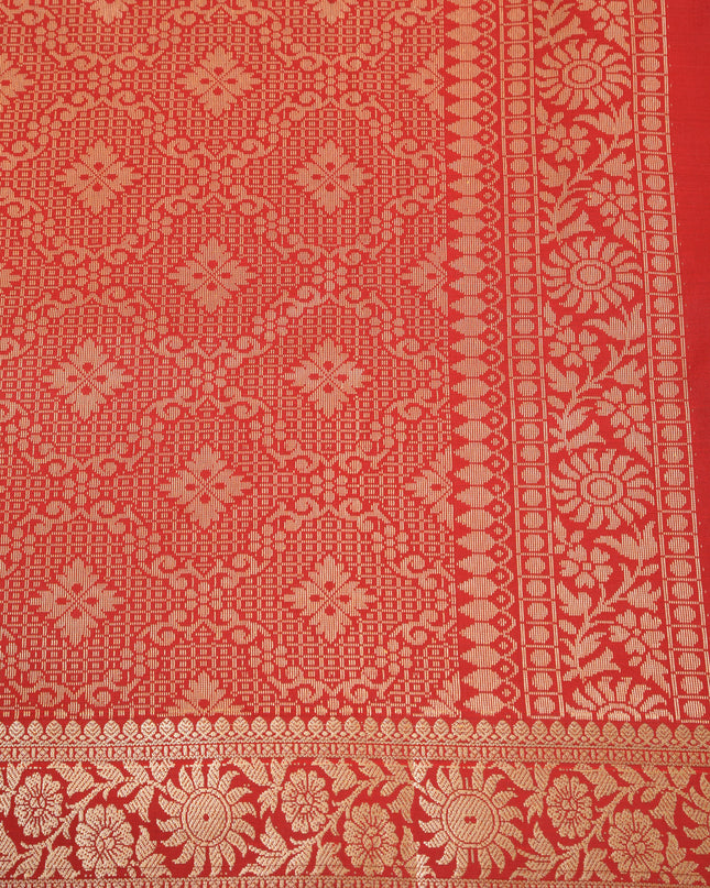 Jacquard Kanjivaram Silk Saree with Golden Zari Paisley & Blouse Piece