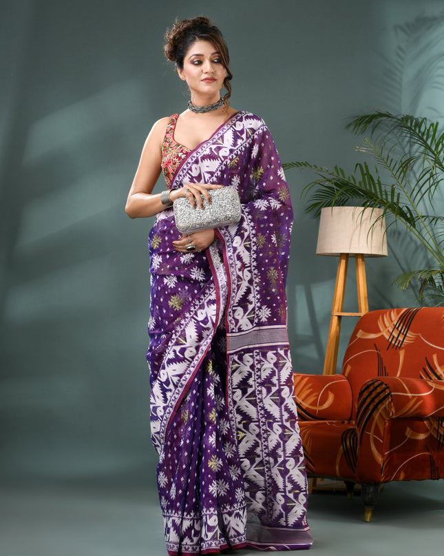 Handloom Cotton Jamdani Saree – Kanaklata Design