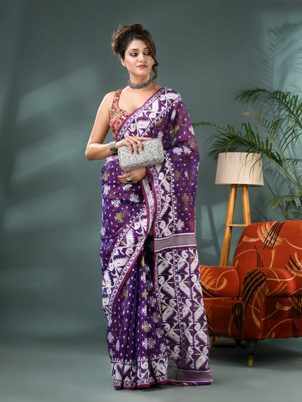 Handloom Cotton Jamdani Saree – Kanaklata Design