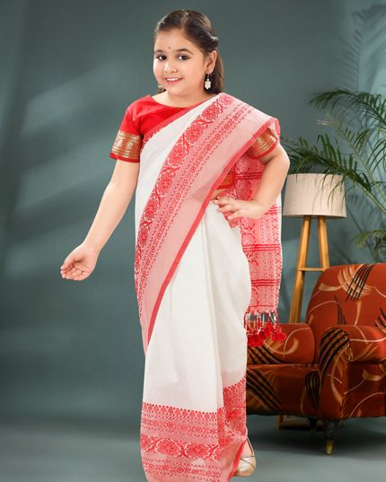 Pure Cotton Handloom Begampuri  Design Kids Saree