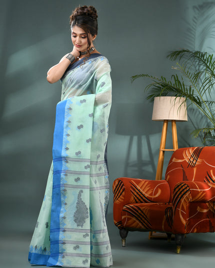 Women Pure Cotton Handloom Tant Saree – Patralekha Design (No Blouse Piece)