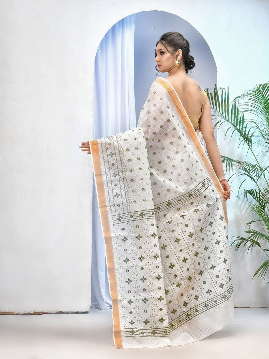 DESH BIDESH Printed Ethnic Motifs Pure Cotton Taant Saree