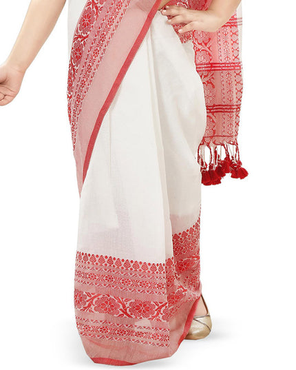 DESH BIDESH Girls Woven Design Pure Cotton Saree