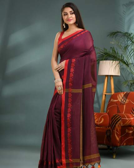 Women’s Traditional Bengali Tant Handloom Cotton Saree – Loveria Design