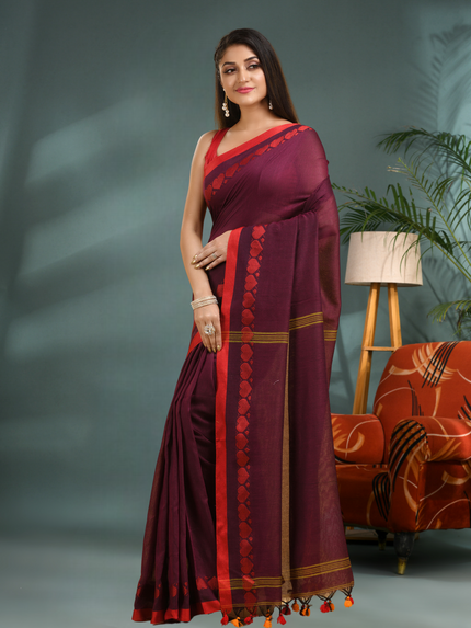 Women’s Traditional Bengali Tant Handloom Cotton Saree – Loveria Design