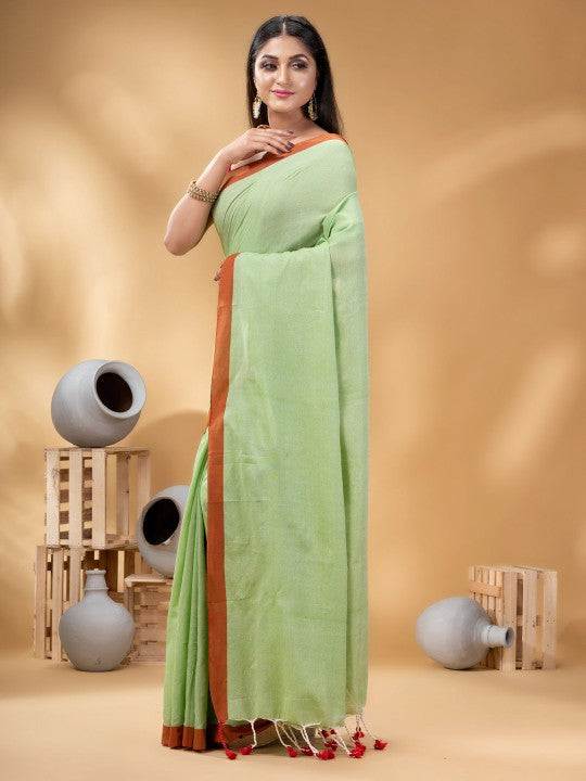 DESH BIDESH Pure Cotton Solid Saree
