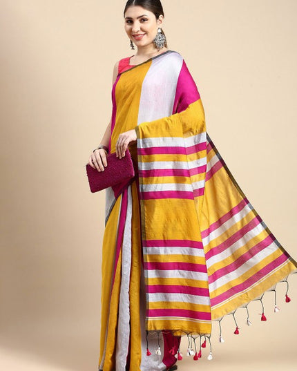 DESH BIDESH Striped Silk Cotton Saree: Vibrant, Elegant, Traditional Indian Attire for Women