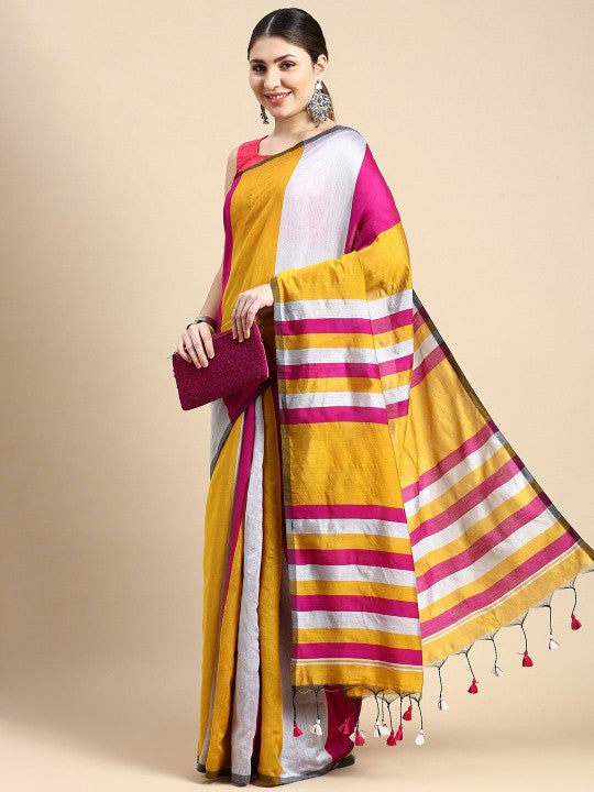 DESH BIDESH Striped Silk Cotton Saree: Vibrant, Elegant, Traditional Indian Attire for Women