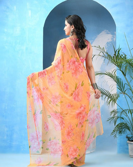 DESH BIDESH Women Floral Printed Bandhani Saree