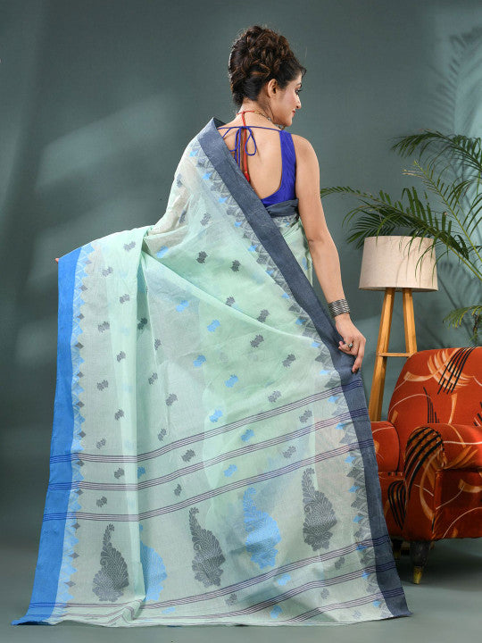 DESH BIDESH Ethnic Motifs Woven Design Pure Cotton Taant Saree - Sarees for Women 35508087