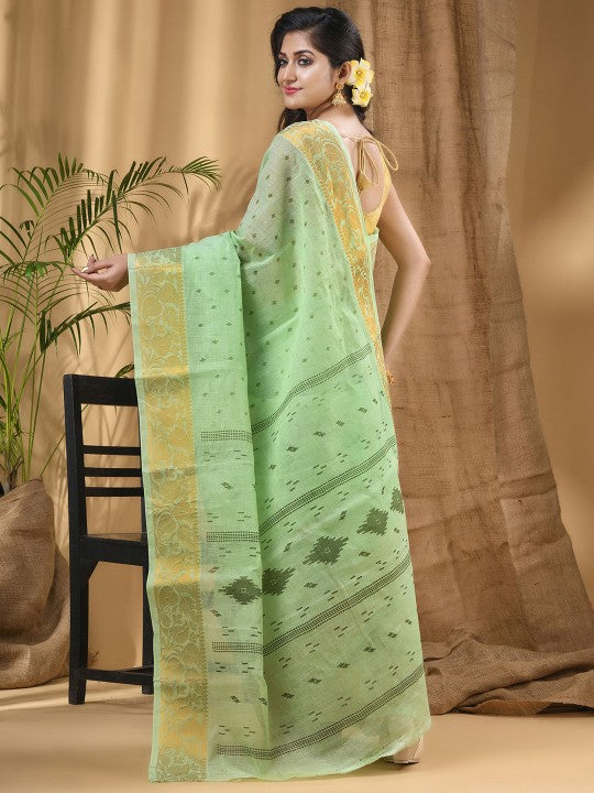 DESH BIDESH Ethnic Motifs Pure Cotton Block Print Saree - Traditional Indian Attire