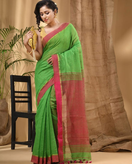 DESH BIDESH Ethnic Motifs Woven Design Taant Saree