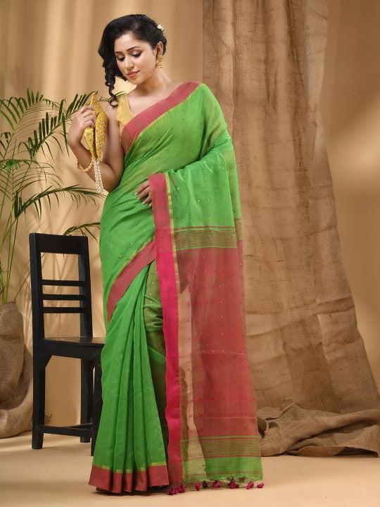 DESH BIDESH Ethnic Motifs Woven Design Taant Saree