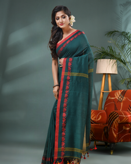 Women’s Traditional Bengali Tant Handloom Cotton Saree – Loveria Design