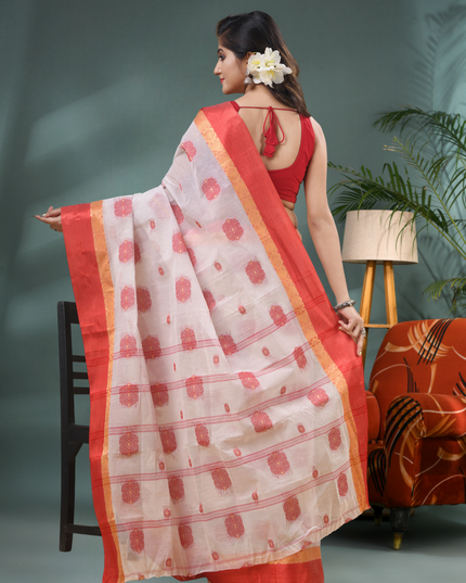 Women’s Pure Cotton Tant Handloom Saree – Fuleswari Design