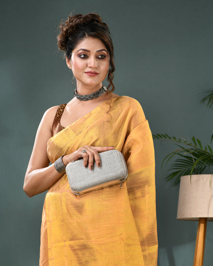 Raat Ki Roshni Golden Tissue Silk Saree with Blouse Piece – Party & Wedding Wear
