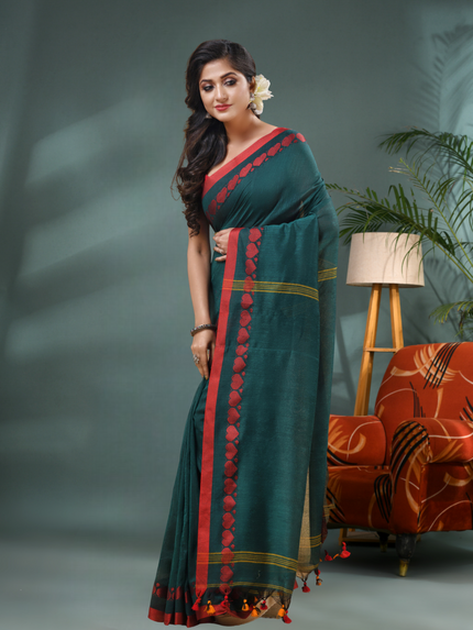 Women’s Traditional Bengali Tant Handloom Cotton Saree – Loveria Design