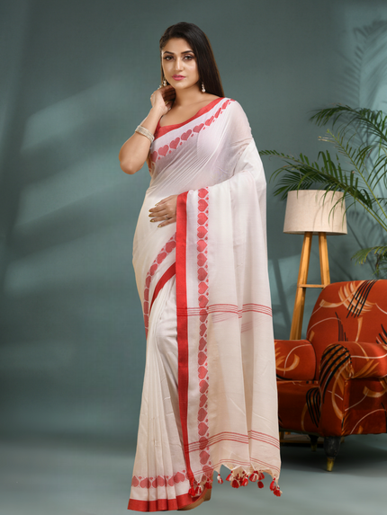 Women’s Traditional Bengali Tant Handloom Cotton Saree – Loveria Design
