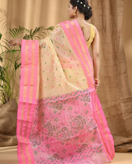 DESH BIDESH Woven Design Zari Pure Cotton Jamdani Saree