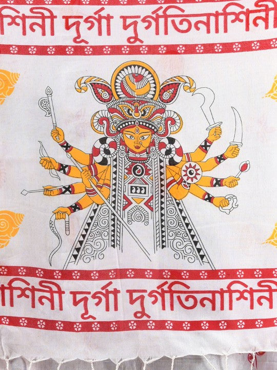 DESH BIDESH Traditional Printed Pure Cotton Saree with Unstitched Blouse Piece