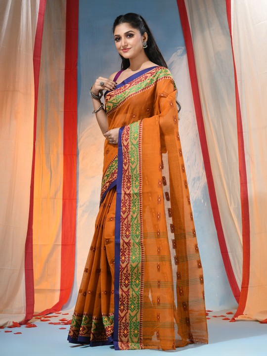 DESH BIDESH Pure Cotton Woven Design Saree with Intricate Border