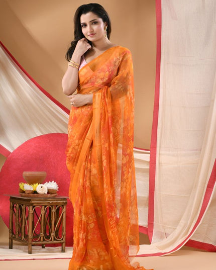 DESH BIDESH Noor-e-Zari Floral Printed Zari Saree
