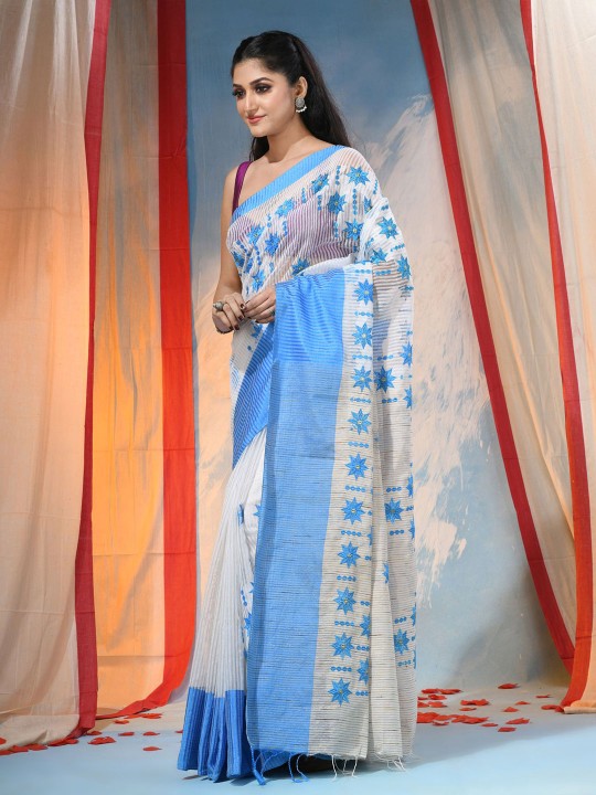 DESH BIDESH Floral Zari Pure Cotton Saree for Women - Traditional Indian Attire