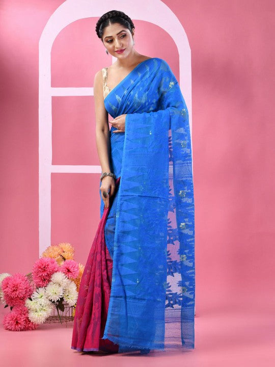 DESH BIDESH Paisley Handloom Jamdani Saree