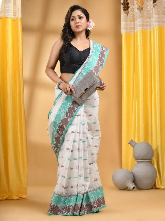 DESH BIDESH Woven Design Pure Cotton Taant Saree