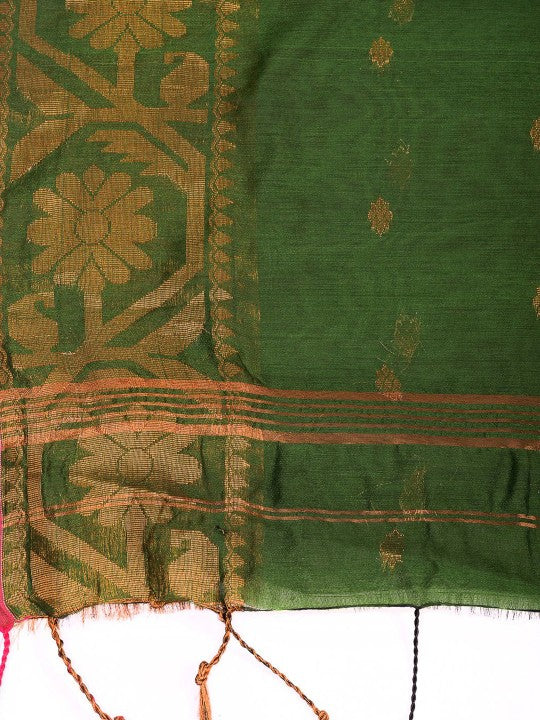 DESH BIDESH Women's Woven Design Zari Cotton Silk Saree