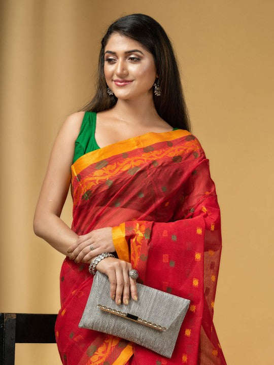 DESH BIDESH Woven Design Pure Cotton Taant Saree