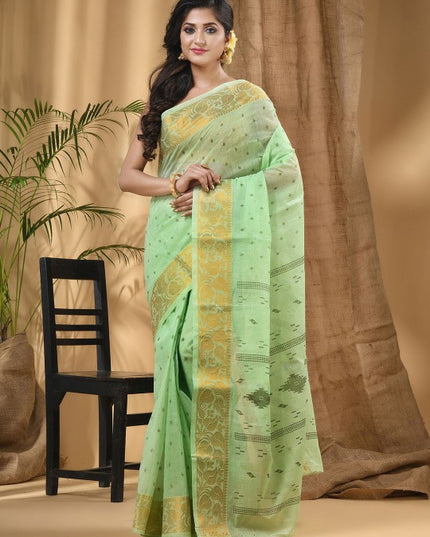 DESH BIDESH Ethnic Motifs Pure Cotton Block Print Saree - Traditional Indian Attire