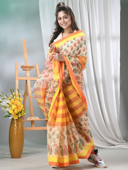 DESH BIDESH Paisley Printed Pure Cotton Taant Saree