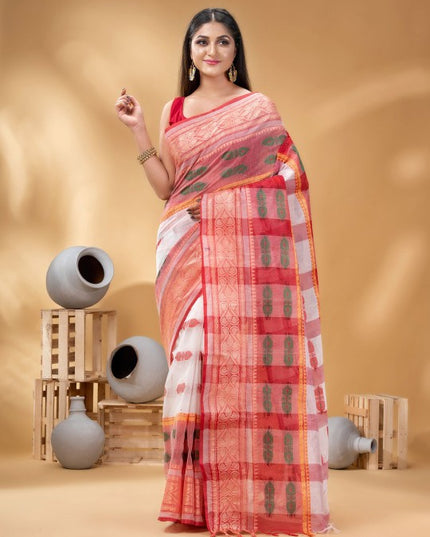 DESH BIDESH Woven Design Pure Cotton Taant Saree