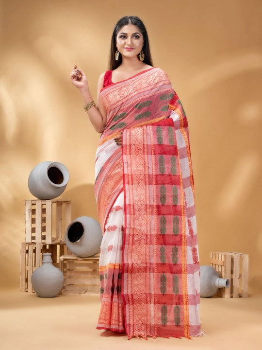DESH BIDESH Woven Design Pure Cotton Taant Saree