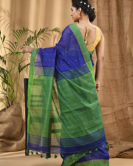 DESH BIDESH Ethnic Motifs Woven Design Sequinned Taant Saree