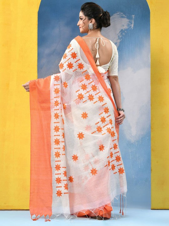 DESH BIDESH Women Floral Pure Cotton Handloom Khadi Saree