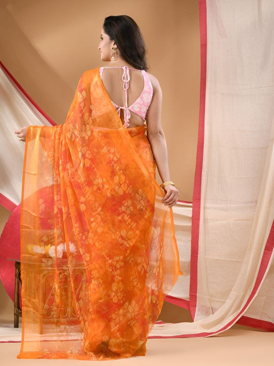 DESH BIDESH Noor-e-Zari Floral Printed Zari Saree
