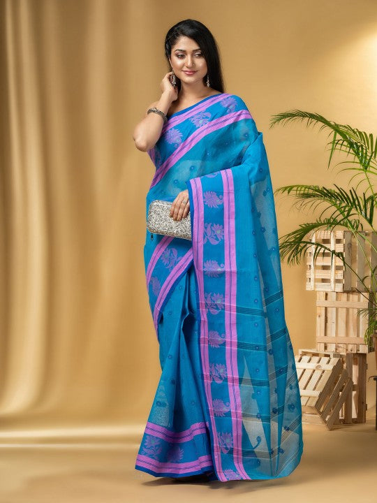 DESH BIDESH Ethnic Motifs Printed Pure Cotton Taant Saree