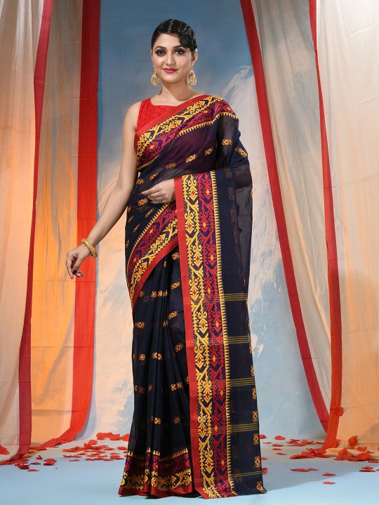 DESH BIDESH Stylish Woven Design Pure Cotton Saree with Elegant Border