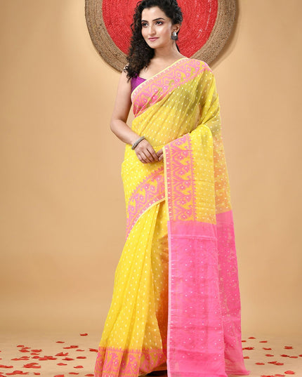 DESH BIDESH Woven Design Handloom Jamdani Saree – Elegant Indian Women's Apparel